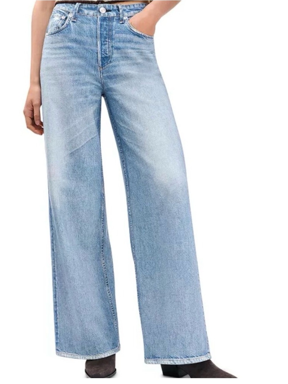 rag & bone Light Wash Wide-Leg Jeans